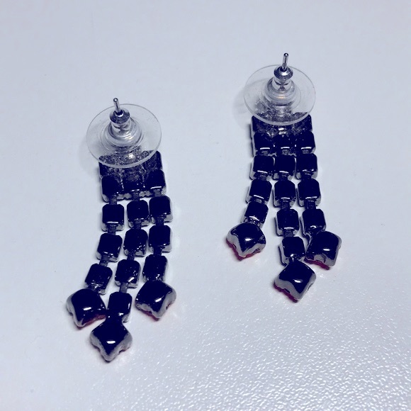 Neon Multicolored Crystal Dangle Earrings - Picture 3 of 3